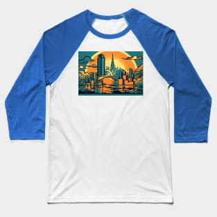 Rose City Resplendence Portland, Oregon Skyline Baseball T-Shirt